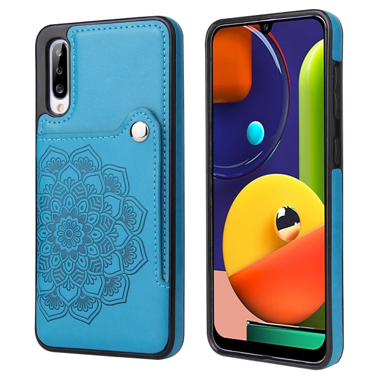 For Samsung Galaxy A50 Embossed Pattern PU + TPU Protective Case with Holder & Wallet & Card Slots