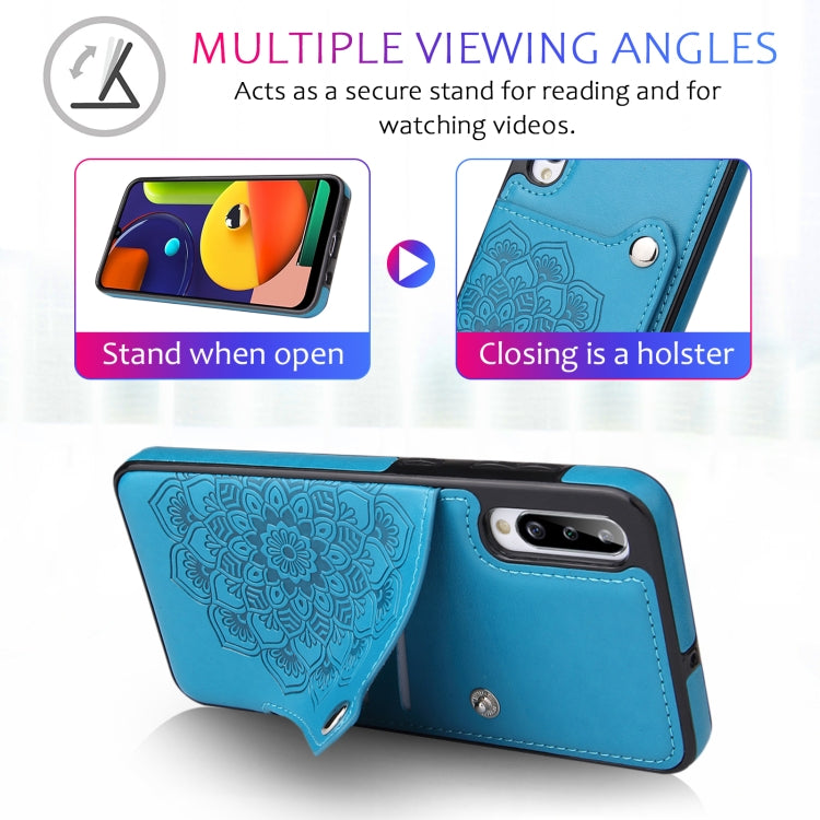 For Samsung Galaxy A50 Embossed Pattern PU + TPU Protective Case with Holder & Wallet & Card Slots