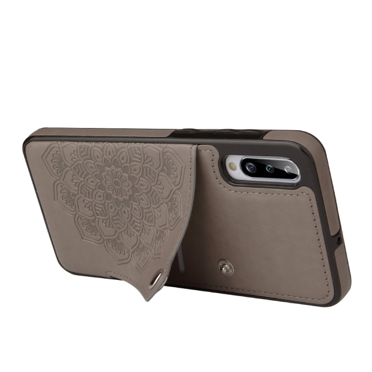 For Samsung Galaxy A70 Embossed Pattern PU + TPU Protective Case with Holder & Wallet & Card Slots
