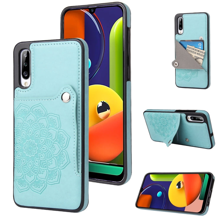 For Samsung Galaxy A70 Embossed Pattern PU + TPU Protective Case with Holder & Wallet & Card Slots