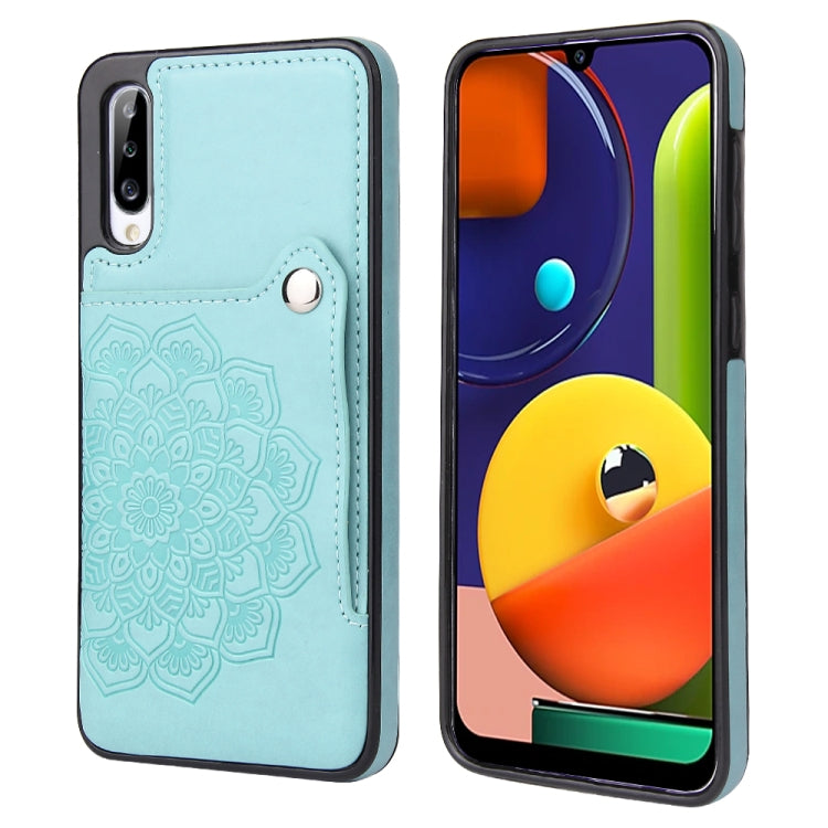 For Samsung Galaxy A70 Embossed Pattern PU + TPU Protective Case with Holder & Wallet & Card Slots