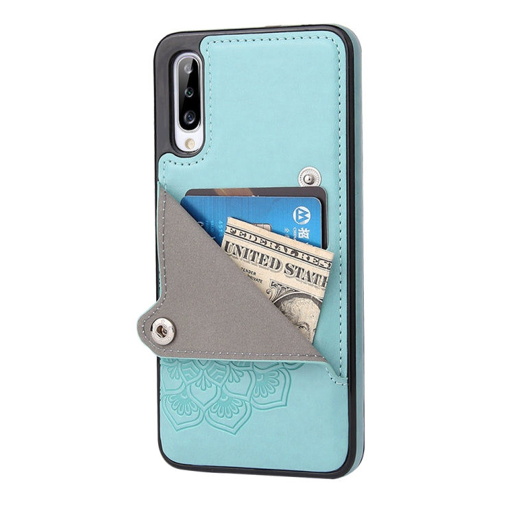 For Samsung Galaxy A70 Embossed Pattern PU + TPU Protective Case with Holder & Wallet & Card Slots