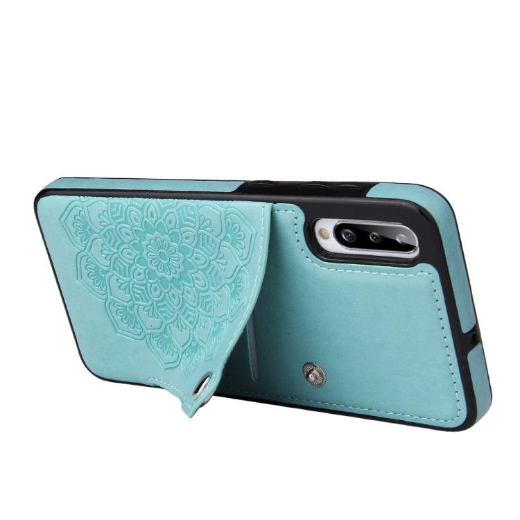 For Samsung Galaxy A70 Embossed Pattern PU + TPU Protective Case with Holder & Wallet & Card Slots