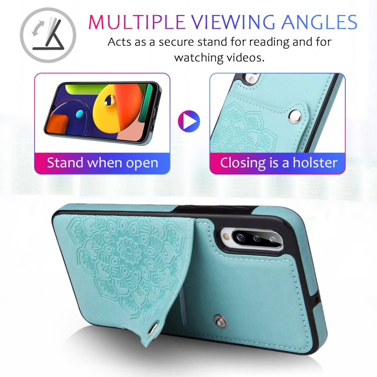 For Samsung Galaxy A70 Embossed Pattern PU + TPU Protective Case with Holder & Wallet & Card Slots