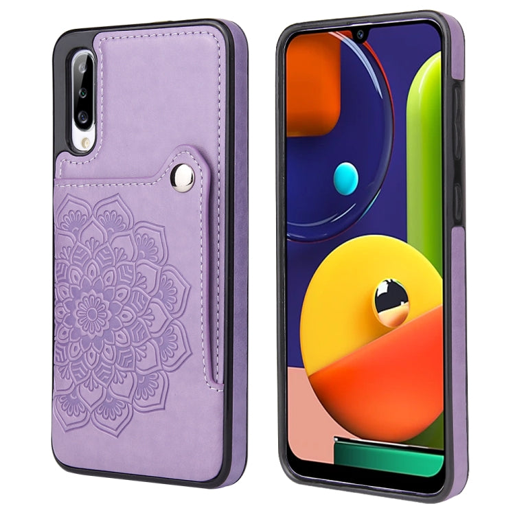 For Samsung Galaxy A70 Embossed Pattern PU + TPU Protective Case with Holder & Wallet & Card Slots