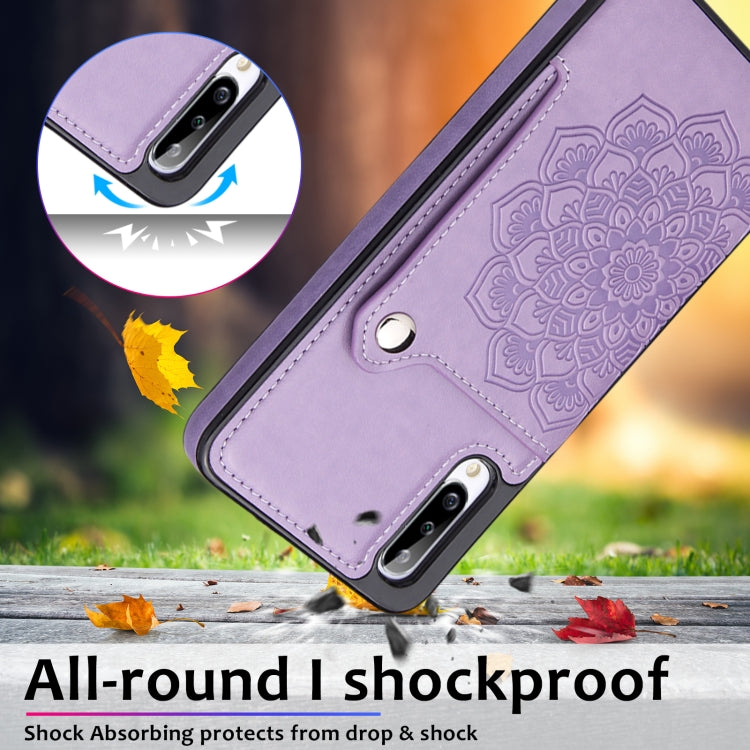 For Samsung Galaxy A70 Embossed Pattern PU + TPU Protective Case with Holder & Wallet & Card Slots