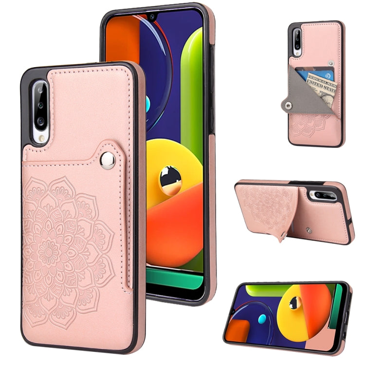 For Samsung Galaxy A70 Embossed Pattern PU + TPU Protective Case with Holder & Wallet & Card Slots