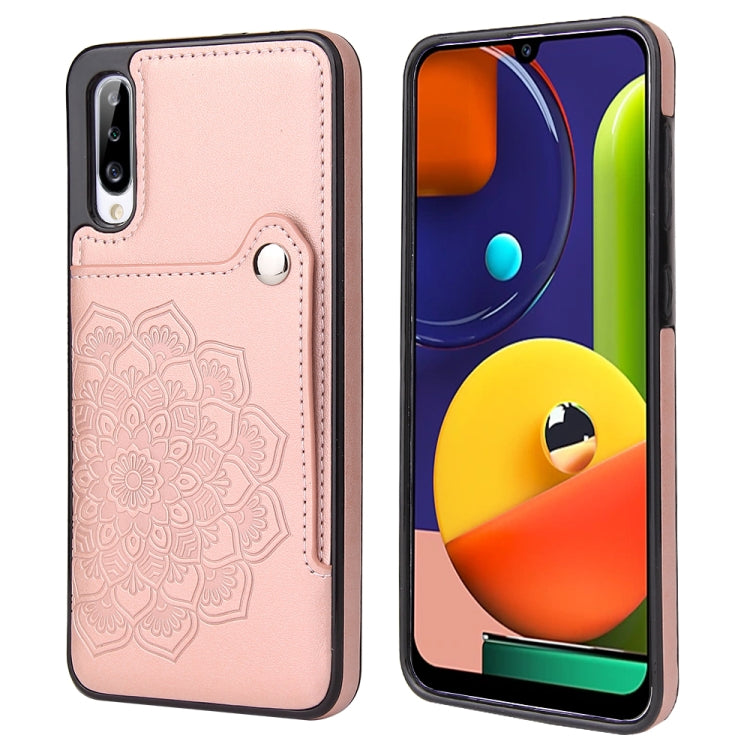 For Samsung Galaxy A70 Embossed Pattern PU + TPU Protective Case with Holder & Wallet & Card Slots