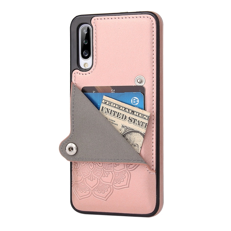 For Samsung Galaxy A70 Embossed Pattern PU + TPU Protective Case with Holder & Wallet & Card Slots