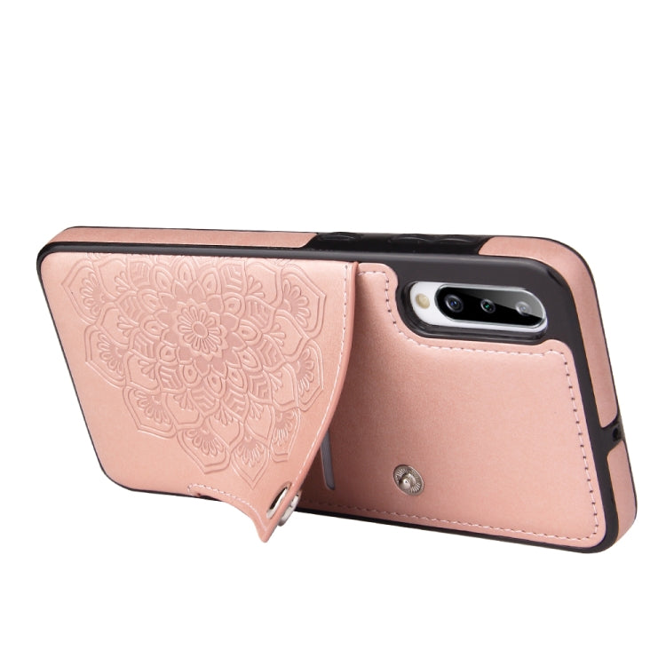 For Samsung Galaxy A70 Embossed Pattern PU + TPU Protective Case with Holder & Wallet & Card Slots