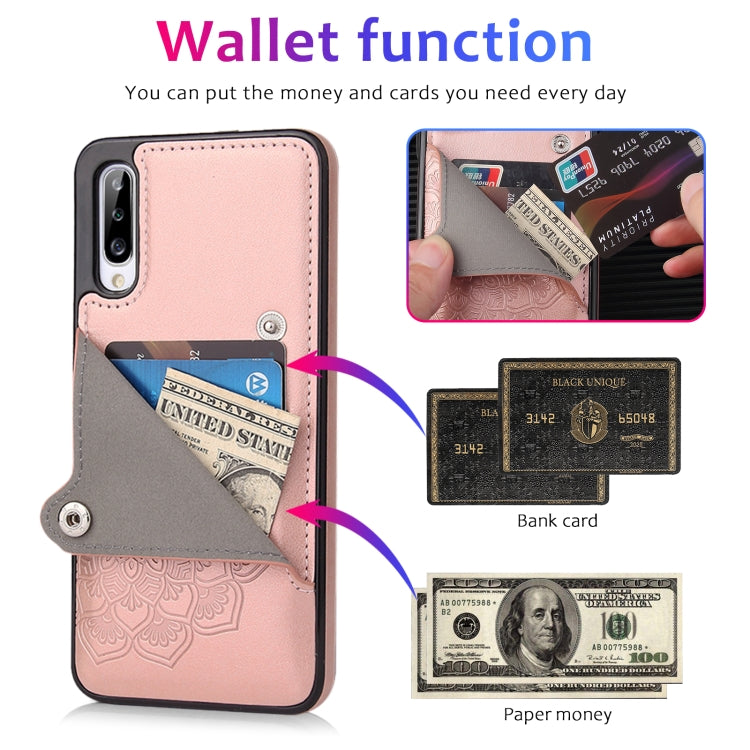 For Samsung Galaxy A70 Embossed Pattern PU + TPU Protective Case with Holder & Wallet & Card Slots