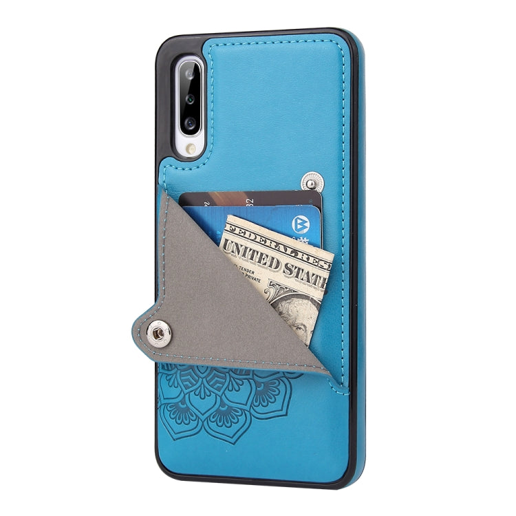 For Samsung Galaxy A70 Embossed Pattern PU + TPU Protective Case with Holder & Wallet & Card Slots