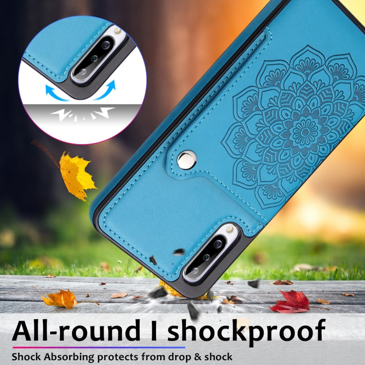 For Samsung Galaxy A70 Embossed Pattern PU + TPU Protective Case with Holder & Wallet & Card Slots