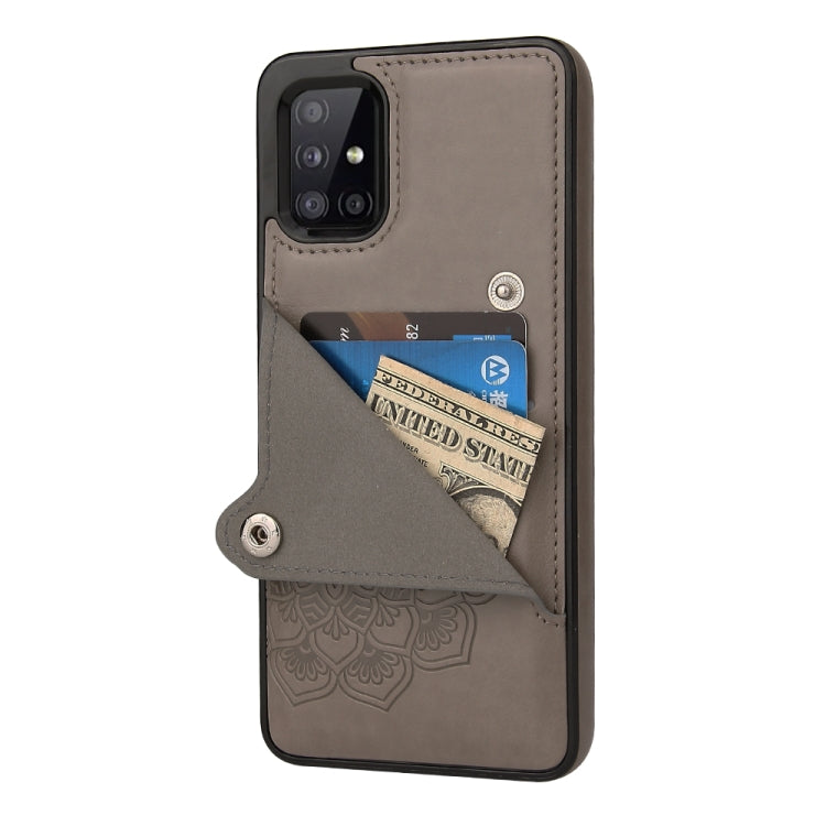 For Samsung Galaxy A71 Embossed Pattern PU + TPU Protective Case with Holder & Wallet & Card Slots