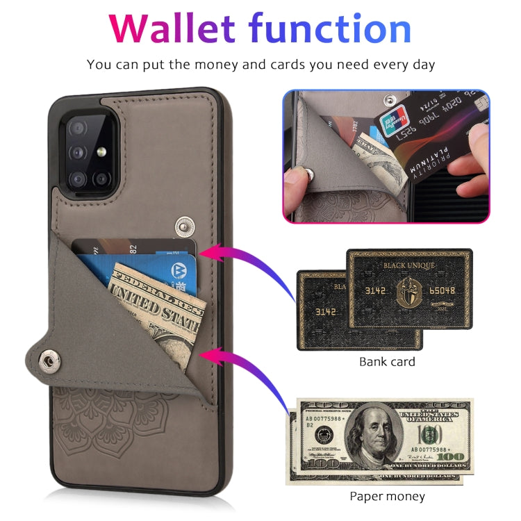 For Samsung Galaxy A71 Embossed Pattern PU + TPU Protective Case with Holder & Wallet & Card Slots