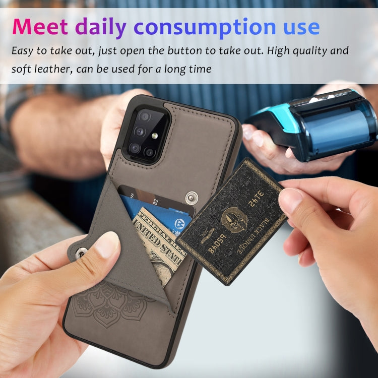 For Samsung Galaxy A71 Embossed Pattern PU + TPU Protective Case with Holder & Wallet & Card Slots