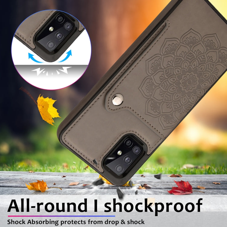 For Samsung Galaxy A71 Embossed Pattern PU + TPU Protective Case with Holder & Wallet & Card Slots