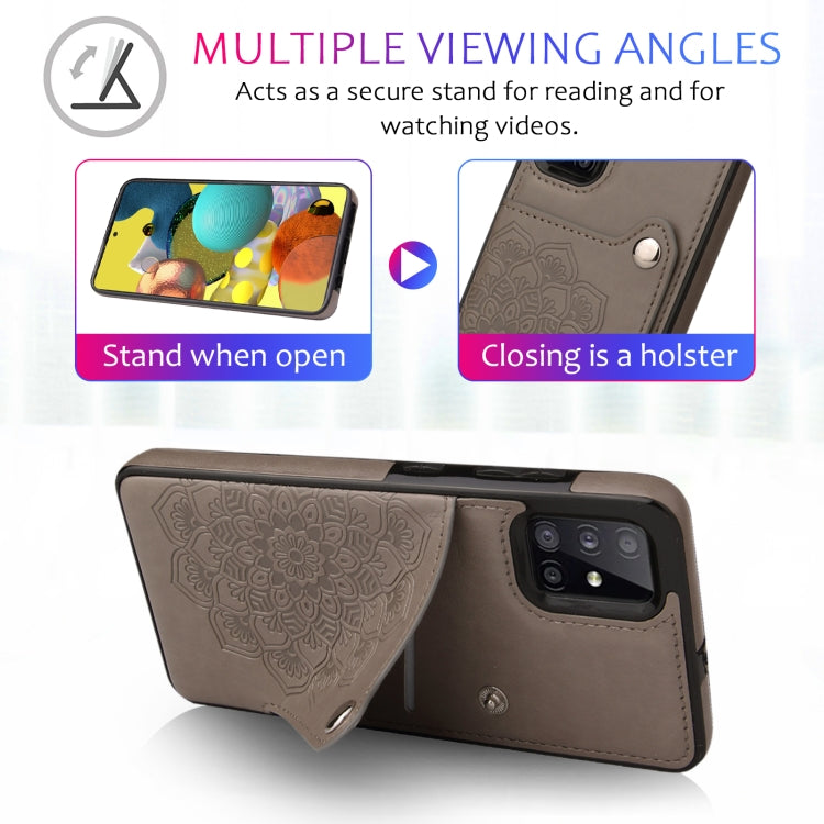 For Samsung Galaxy A71 Embossed Pattern PU + TPU Protective Case with Holder & Wallet & Card Slots