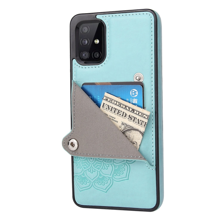 For Samsung Galaxy A71 Embossed Pattern PU + TPU Protective Case with Holder & Wallet & Card Slots