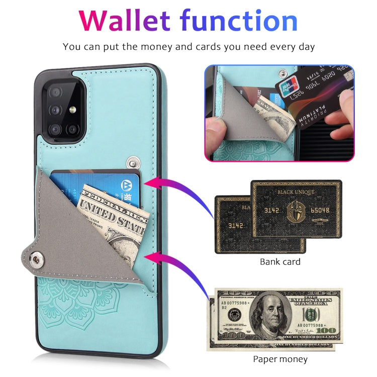 For Samsung Galaxy A71 Embossed Pattern PU + TPU Protective Case with Holder & Wallet & Card Slots