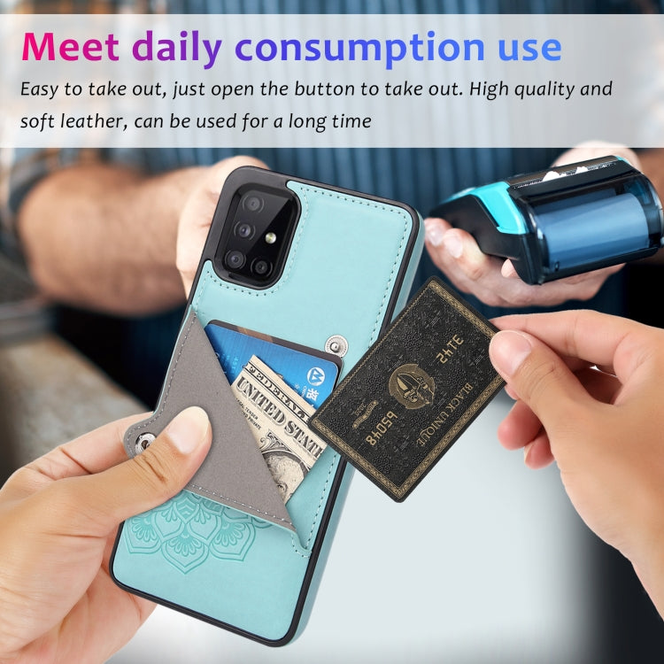 For Samsung Galaxy A71 Embossed Pattern PU + TPU Protective Case with Holder & Wallet & Card Slots