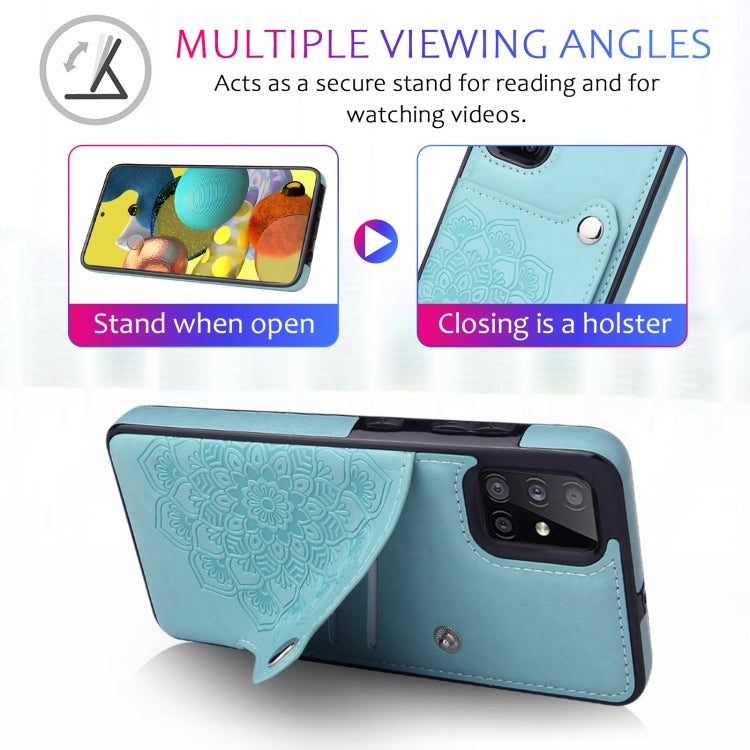 For Samsung Galaxy A71 Embossed Pattern PU + TPU Protective Case with Holder & Wallet & Card Slots