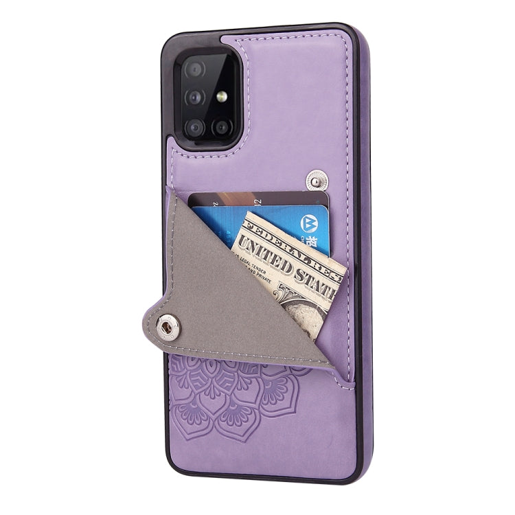 For Samsung Galaxy A71 Embossed Pattern PU + TPU Protective Case with Holder & Wallet & Card Slots