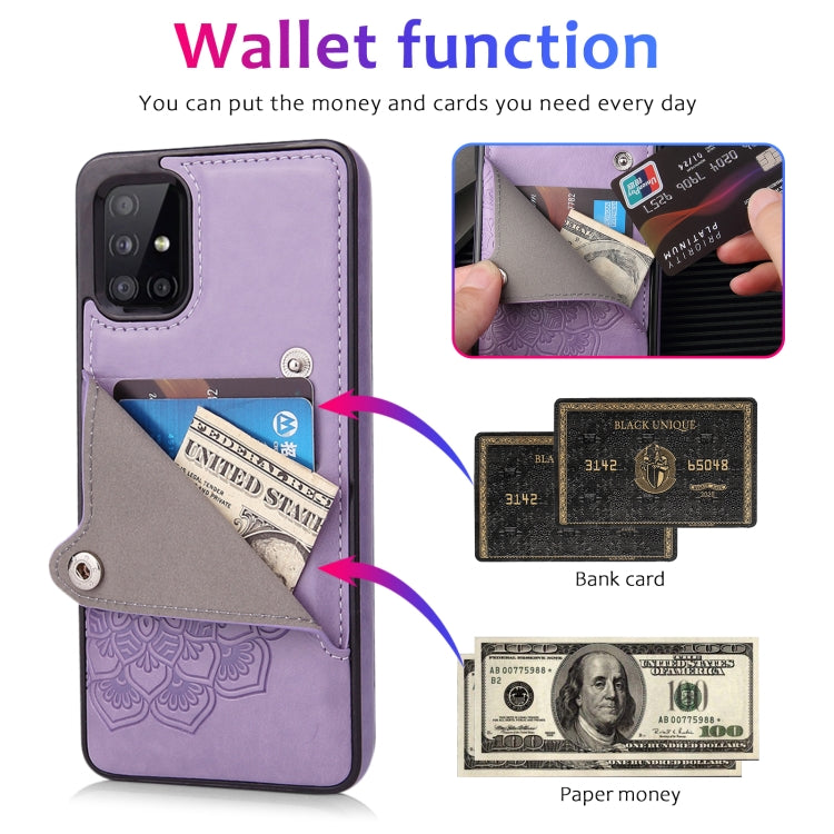 For Samsung Galaxy A71 Embossed Pattern PU + TPU Protective Case with Holder & Wallet & Card Slots