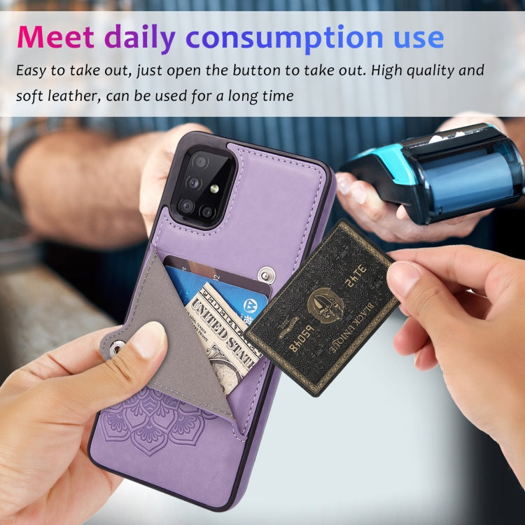 For Samsung Galaxy A71 Embossed Pattern PU + TPU Protective Case with Holder & Wallet & Card Slots