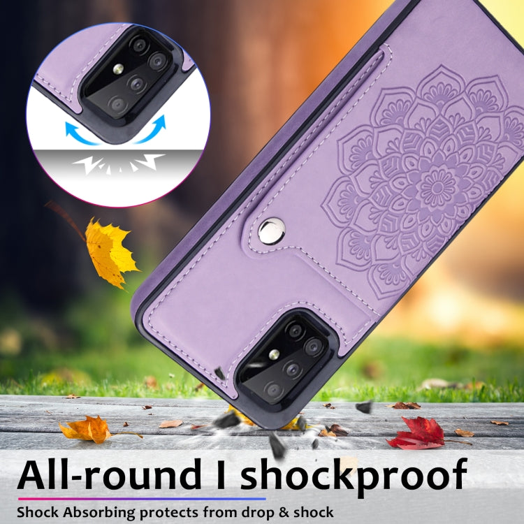 For Samsung Galaxy A71 Embossed Pattern PU + TPU Protective Case with Holder & Wallet & Card Slots
