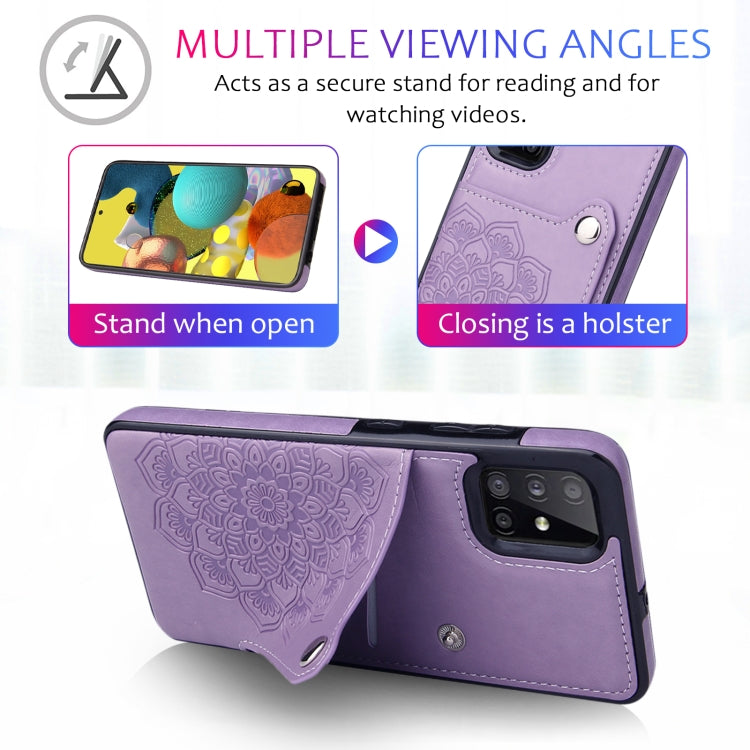For Samsung Galaxy A71 Embossed Pattern PU + TPU Protective Case with Holder & Wallet & Card Slots