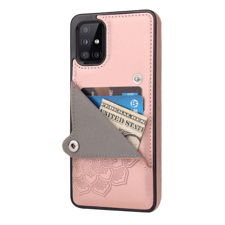 For Samsung Galaxy A71 Embossed Pattern PU + TPU Protective Case with Holder & Wallet & Card Slots