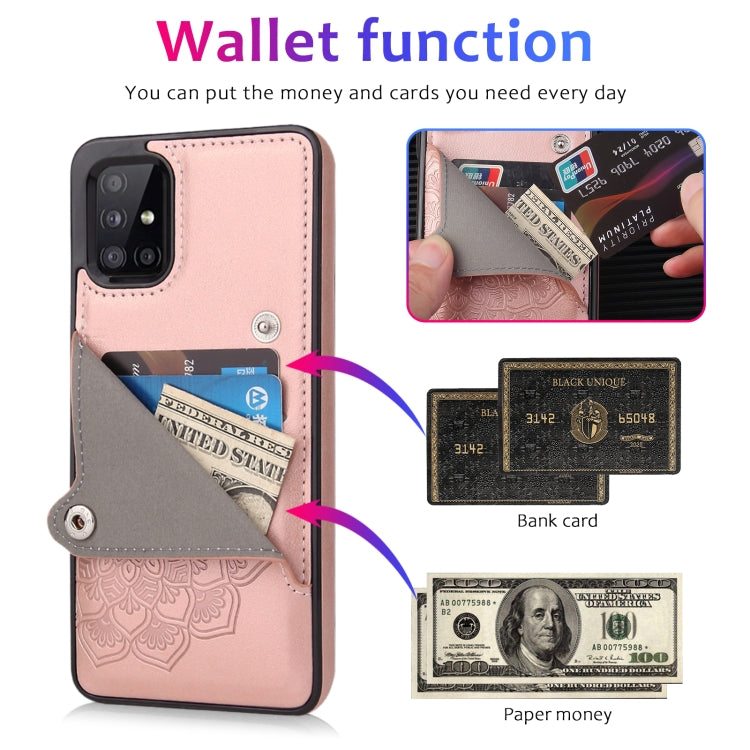 For Samsung Galaxy A71 Embossed Pattern PU + TPU Protective Case with Holder & Wallet & Card Slots
