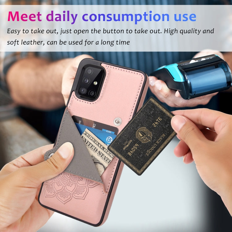 For Samsung Galaxy A71 Embossed Pattern PU + TPU Protective Case with Holder & Wallet & Card Slots