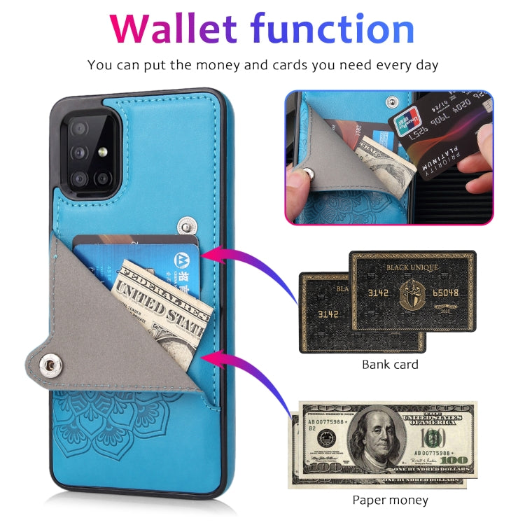 For Samsung Galaxy A71 Embossed Pattern PU + TPU Protective Case with Holder & Wallet & Card Slots