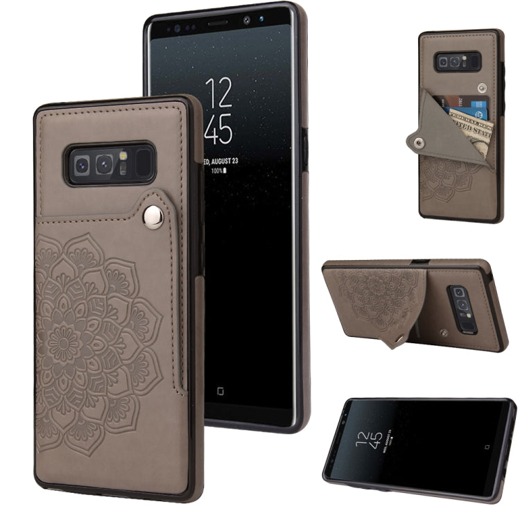 For Samsung Galaxy Note 8 Embossed Pattern PU + TPU Protective Case with Holder & Wallet & Card Slots