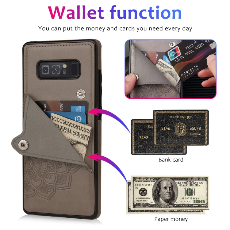 For Samsung Galaxy Note 8 Embossed Pattern PU + TPU Protective Case with Holder & Wallet & Card Slots