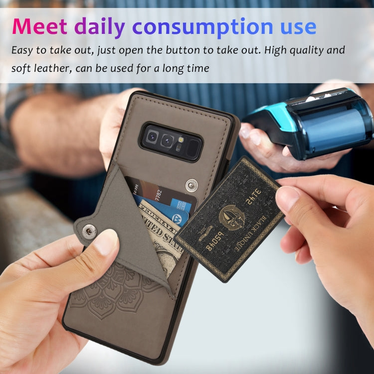 For Samsung Galaxy Note 8 Embossed Pattern PU + TPU Protective Case with Holder & Wallet & Card Slots