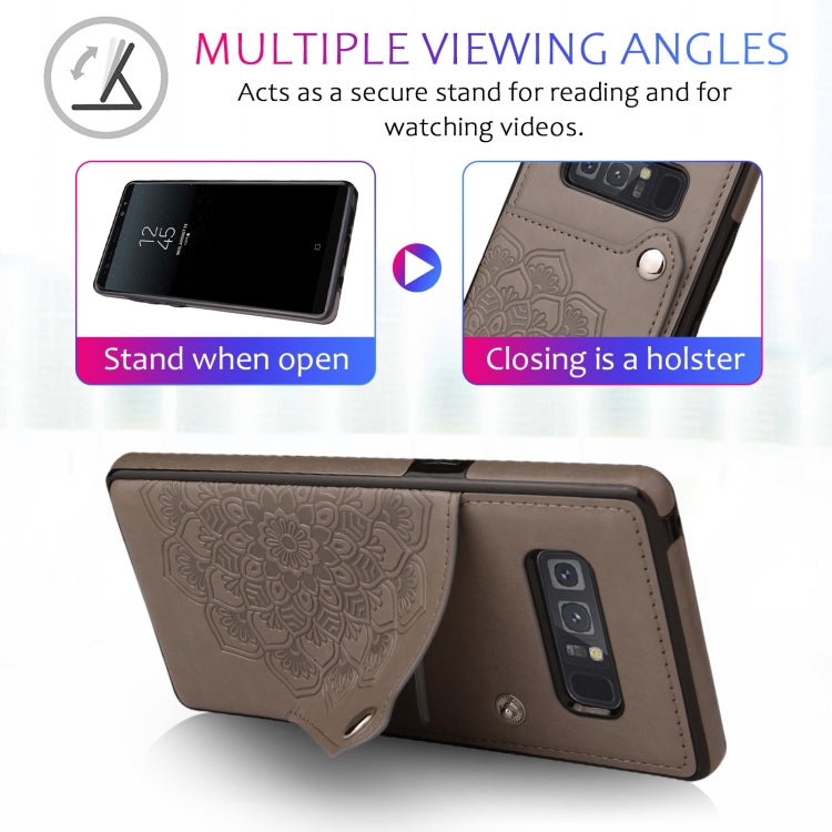 For Samsung Galaxy Note 8 Embossed Pattern PU + TPU Protective Case with Holder & Wallet & Card Slots