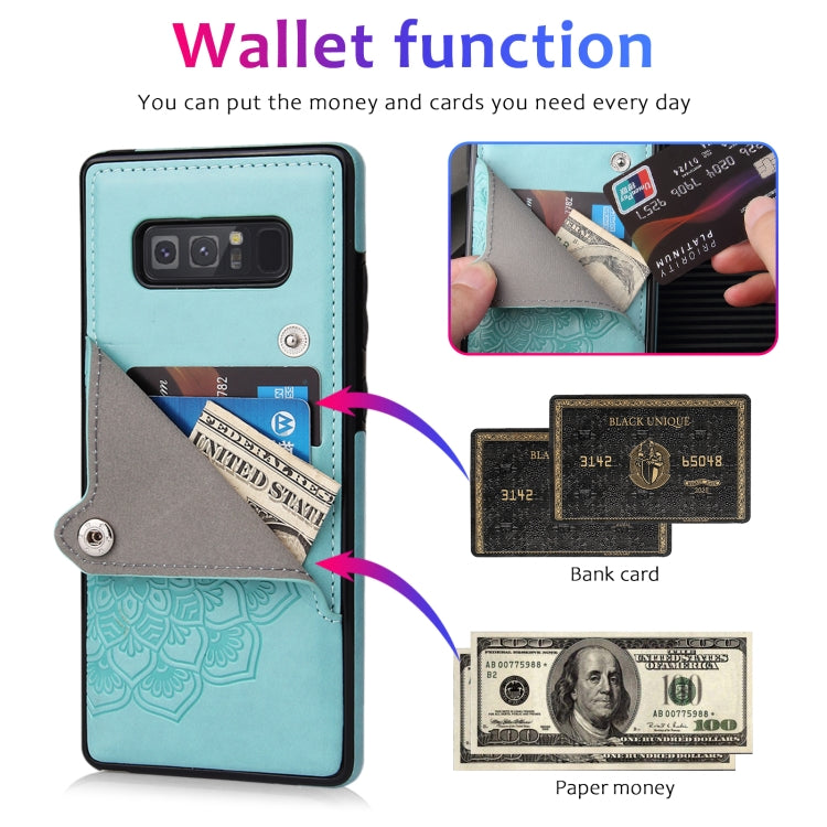 For Samsung Galaxy Note 8 Embossed Pattern PU + TPU Protective Case with Holder & Wallet & Card Slots