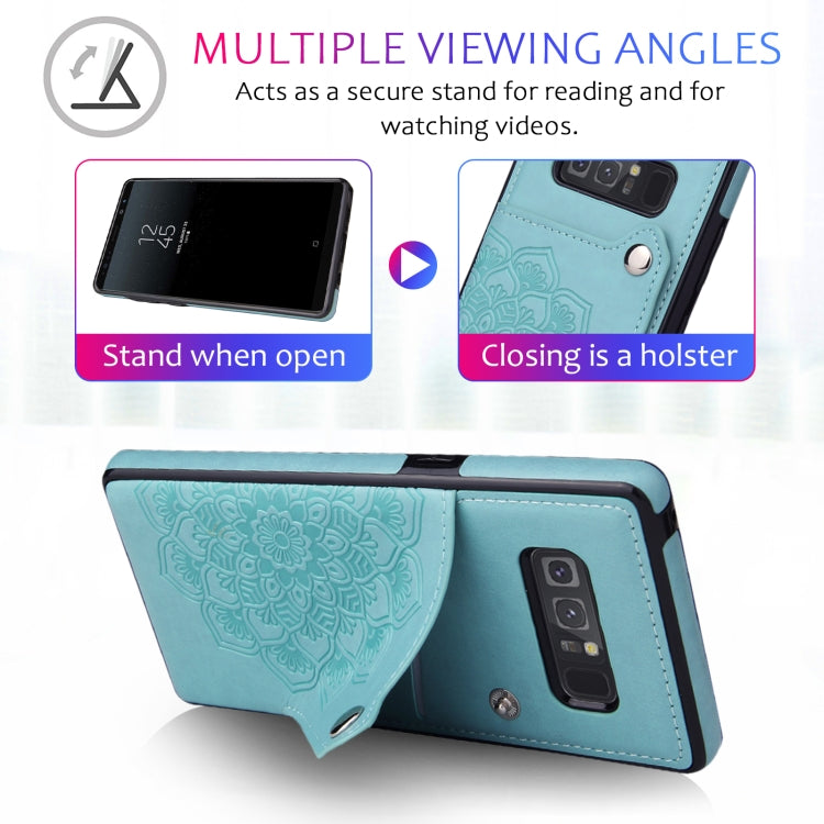 For Samsung Galaxy Note 8 Embossed Pattern PU + TPU Protective Case with Holder & Wallet & Card Slots