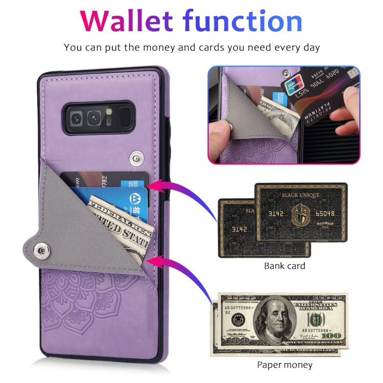 For Samsung Galaxy Note 8 Embossed Pattern PU + TPU Protective Case with Holder & Wallet & Card Slots