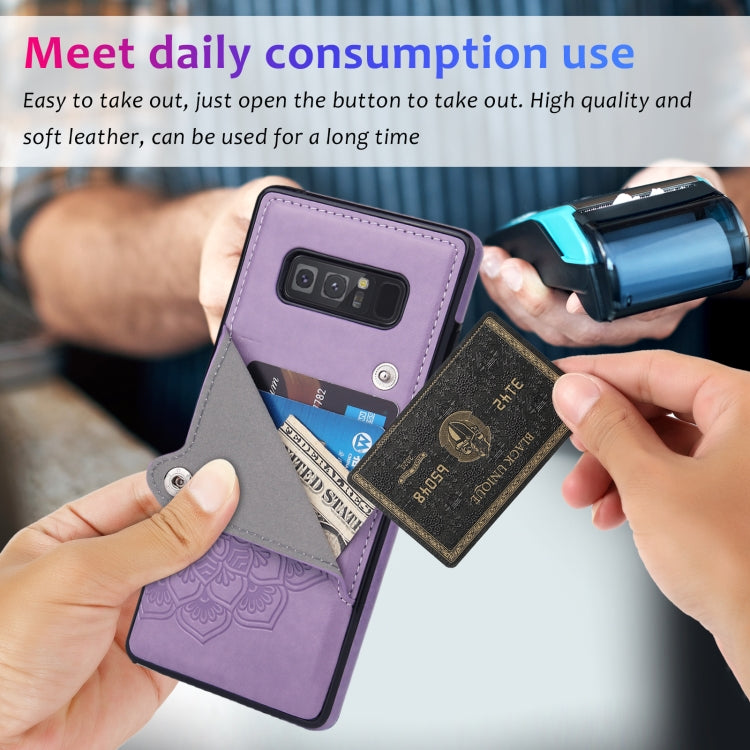For Samsung Galaxy Note 8 Embossed Pattern PU + TPU Protective Case with Holder & Wallet & Card Slots
