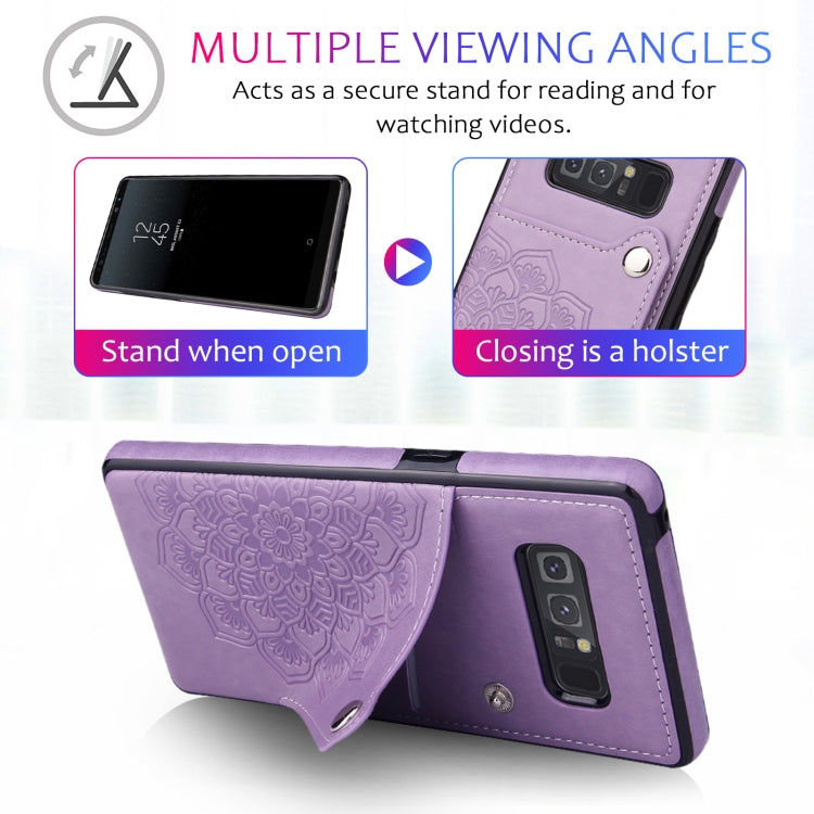 For Samsung Galaxy Note 8 Embossed Pattern PU + TPU Protective Case with Holder & Wallet & Card Slots