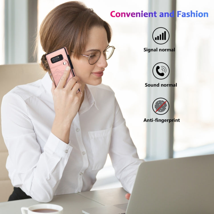 For Samsung Galaxy Note 8 Embossed Pattern PU + TPU Protective Case with Holder & Wallet & Card Slots