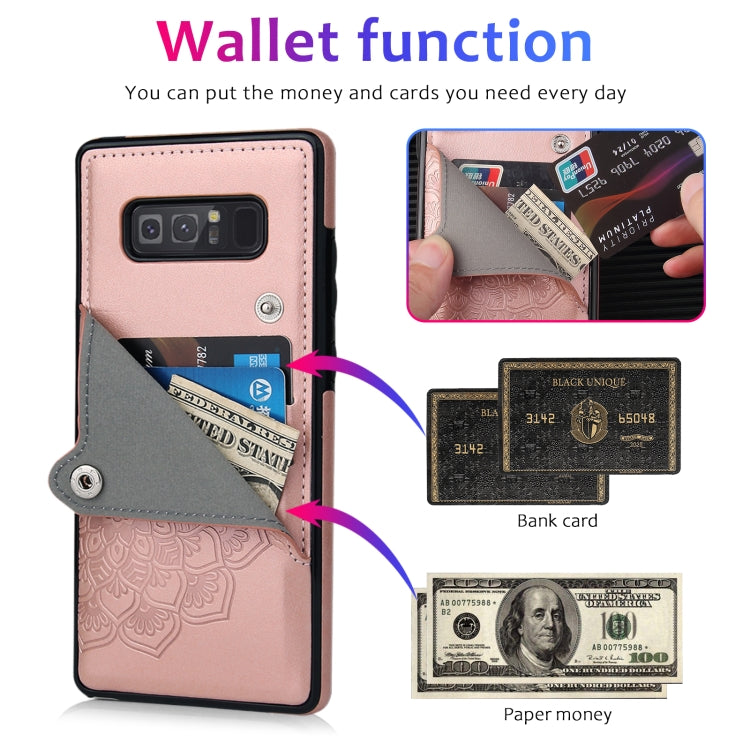 For Samsung Galaxy Note 8 Embossed Pattern PU + TPU Protective Case with Holder & Wallet & Card Slots