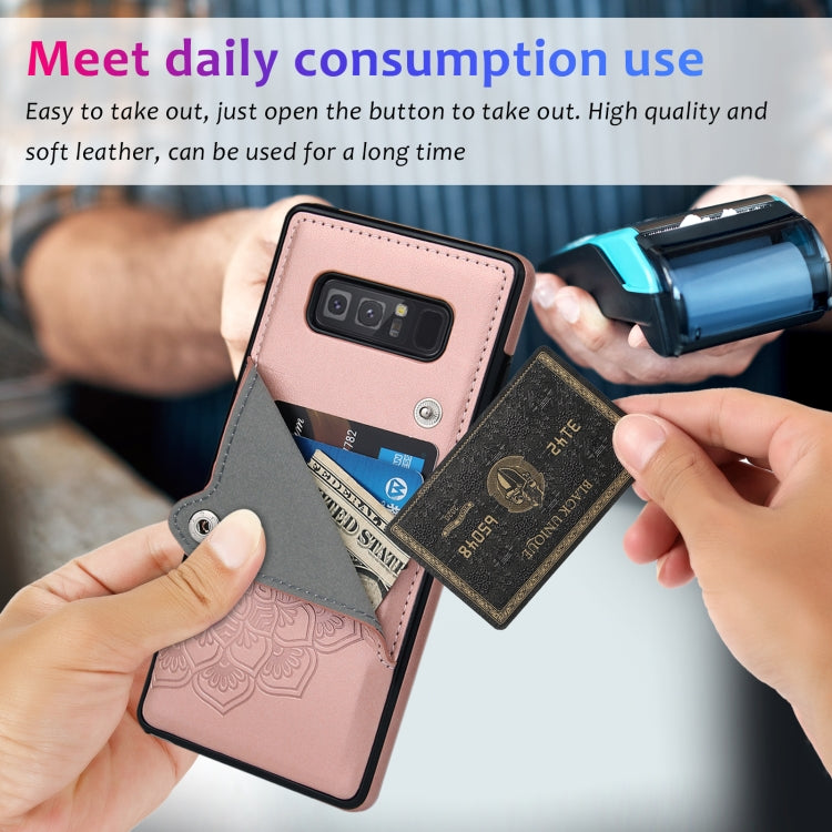 For Samsung Galaxy Note 8 Embossed Pattern PU + TPU Protective Case with Holder & Wallet & Card Slots