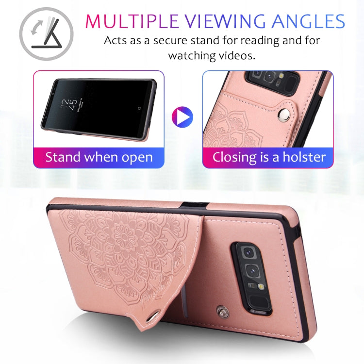 For Samsung Galaxy Note 8 Embossed Pattern PU + TPU Protective Case with Holder & Wallet & Card Slots