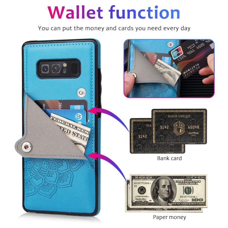 For Samsung Galaxy Note 8 Embossed Pattern PU + TPU Protective Case with Holder & Wallet & Card Slots