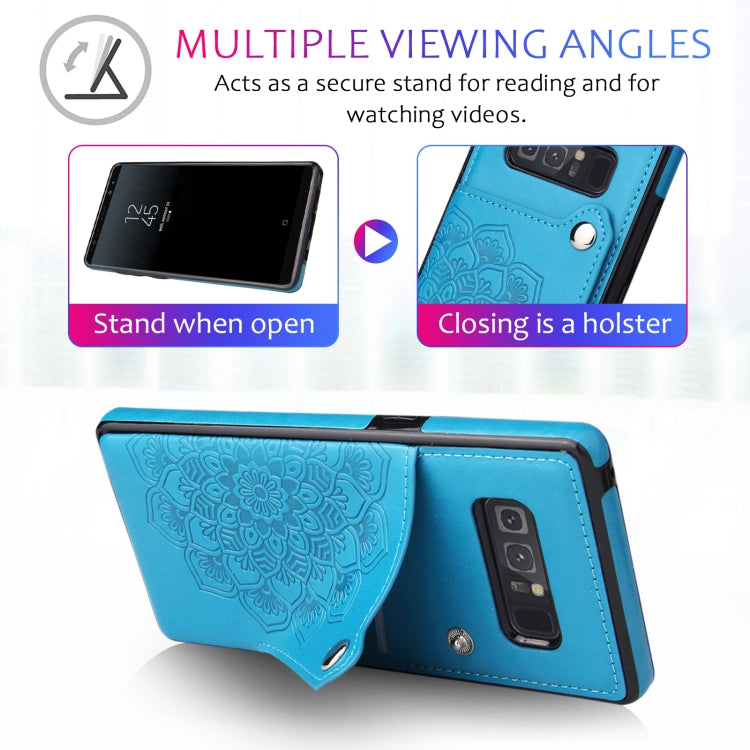 For Samsung Galaxy Note 8 Embossed Pattern PU + TPU Protective Case with Holder & Wallet & Card Slots